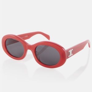 Celine 01 Triomphe Oval Sunglasses In Red